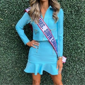 Bright Blue Jacket and Skirt Set